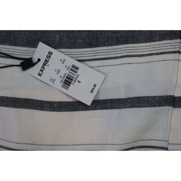 Express Women's Striped Linen-Blend Shorts‎ Size 6 White & Gray - Picture 6 of 11